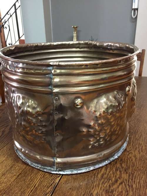 Solid embossed brass planter